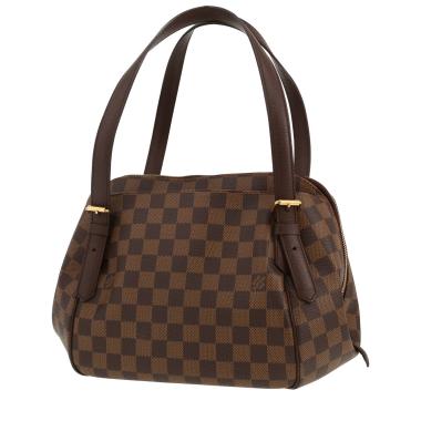 Bolso de mano Louis Vuitton  Belem en lona a cuadros ébano y cuero marrón