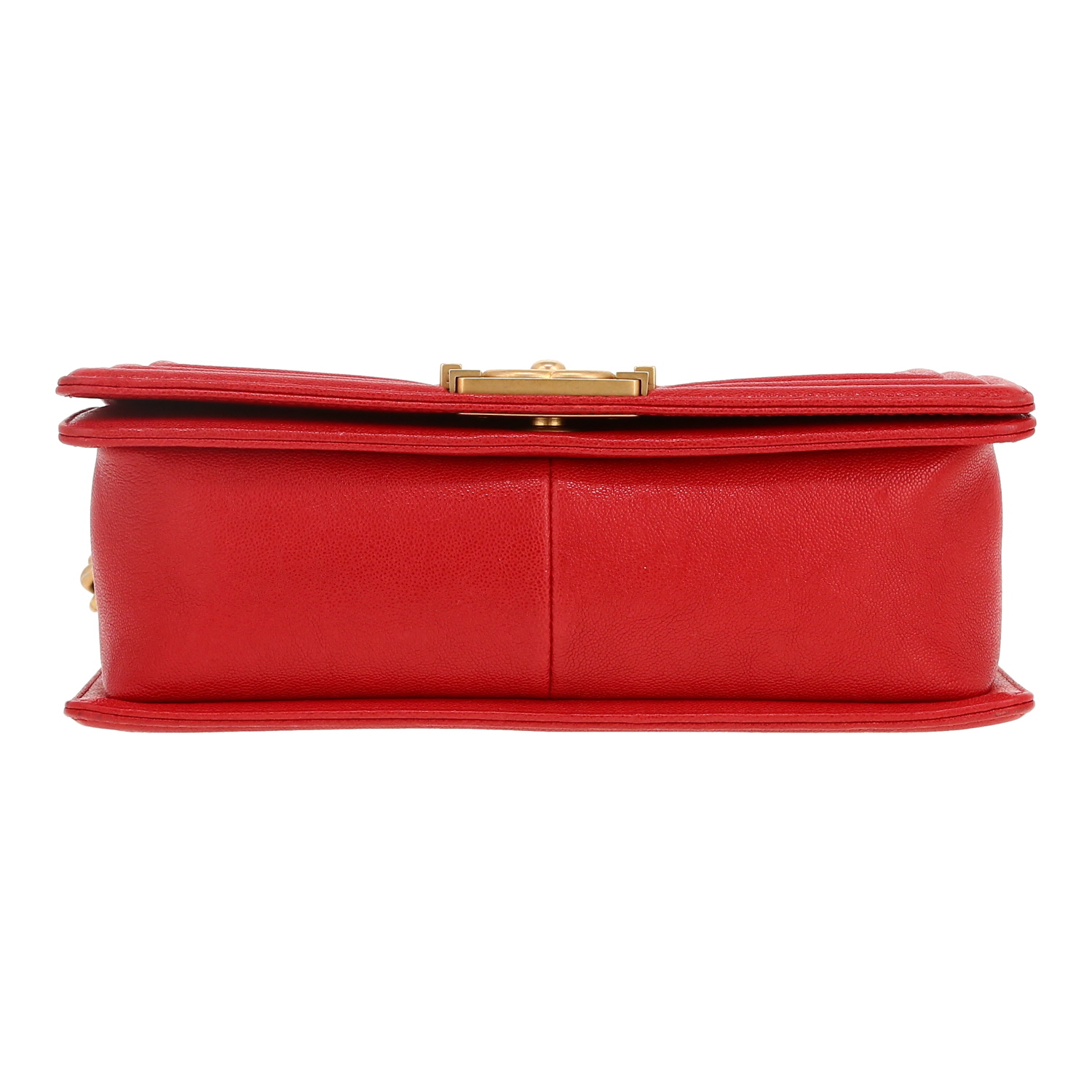 Bolso bandolera Chanel  Boy en cuero granulado acolchado rojo - Detail D1