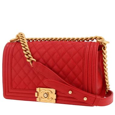 Sac bandoulière Chanel  Boy en cuir grainé matelassé rouge