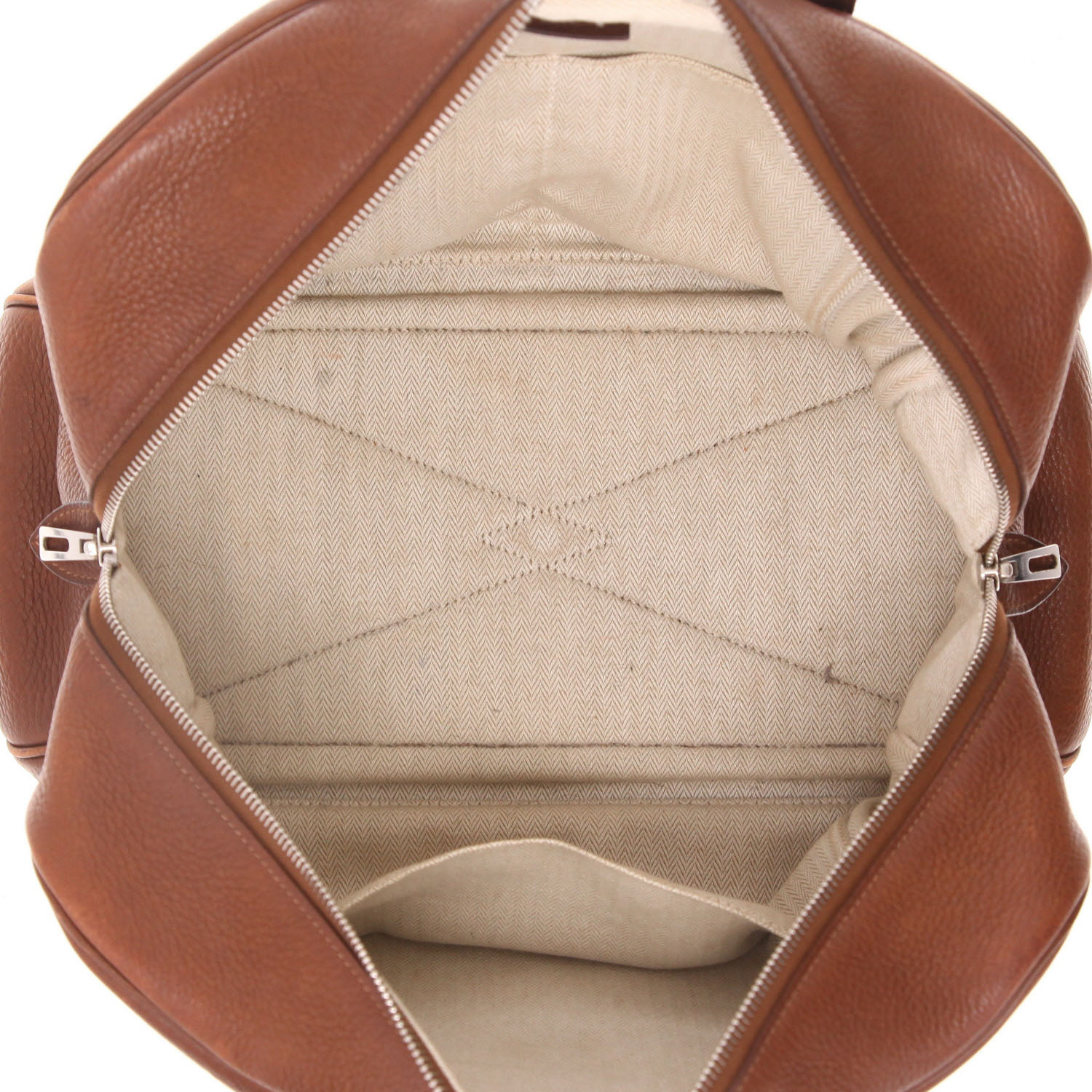 Bolso de mano Hermès  Victoria en cuero togo marrón - Detail D3