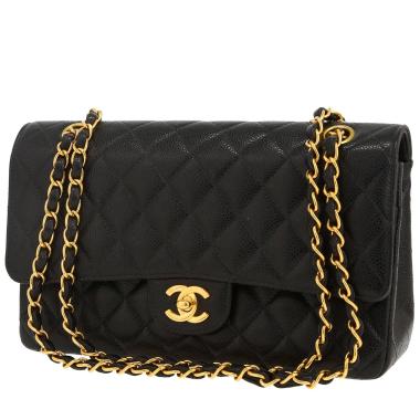 Borsa Chanel  Timeless Classic in pelle martellata e trapuntata nera