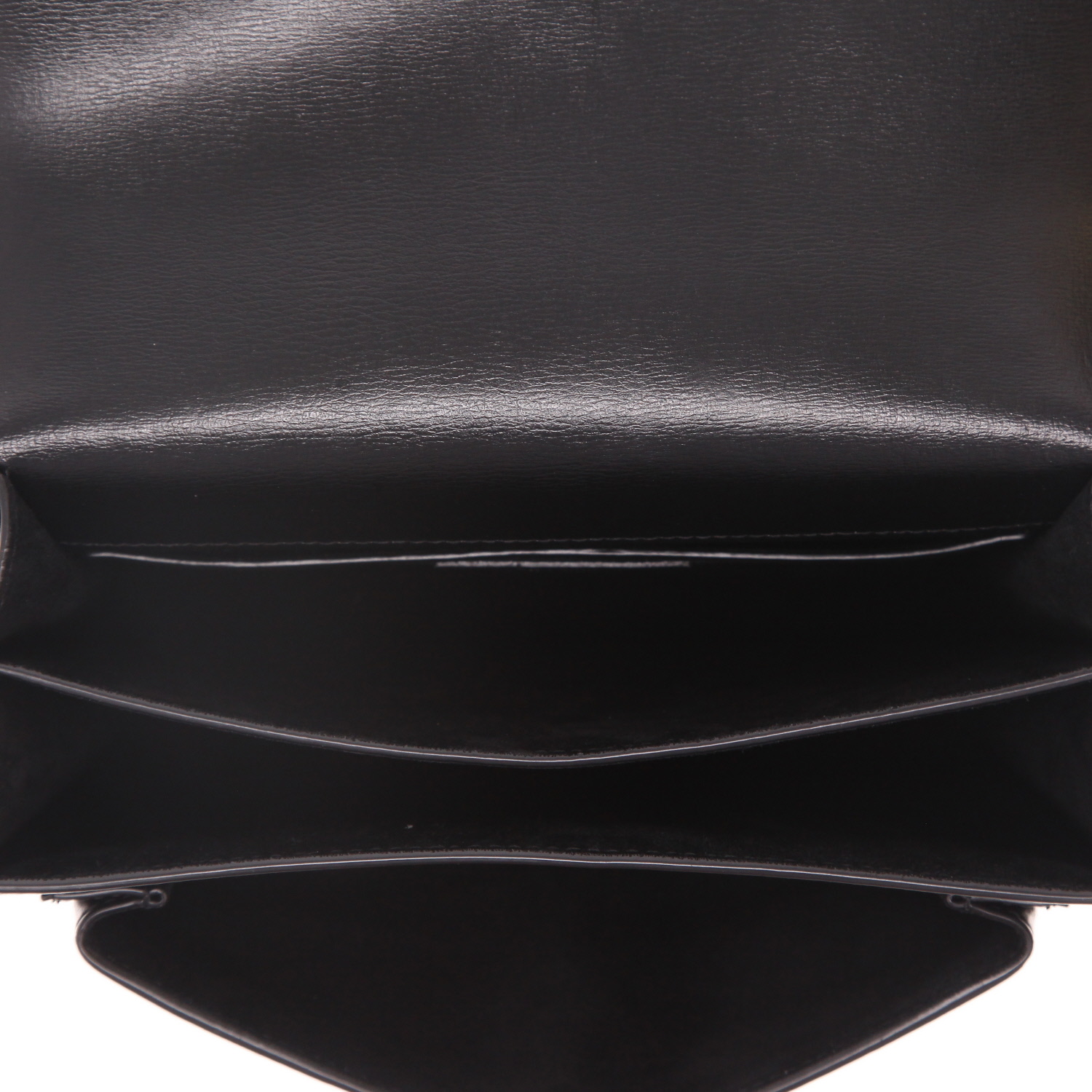 Sac bandoulière Saint Laurent  Sunset moyen modèle  en cuir noir - Detail D3