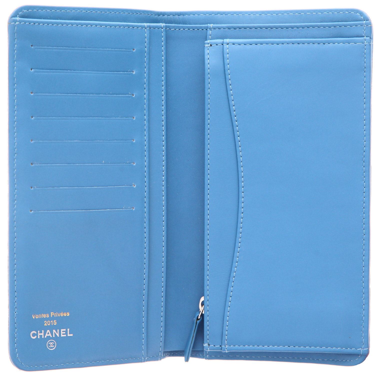 Chanel   wallet  in blue quilted grained leather - Detail D3