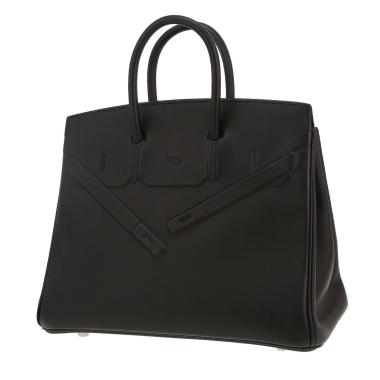 Bolso de mano Hermès  Birkin Shadow en cuero Everkcalf negro