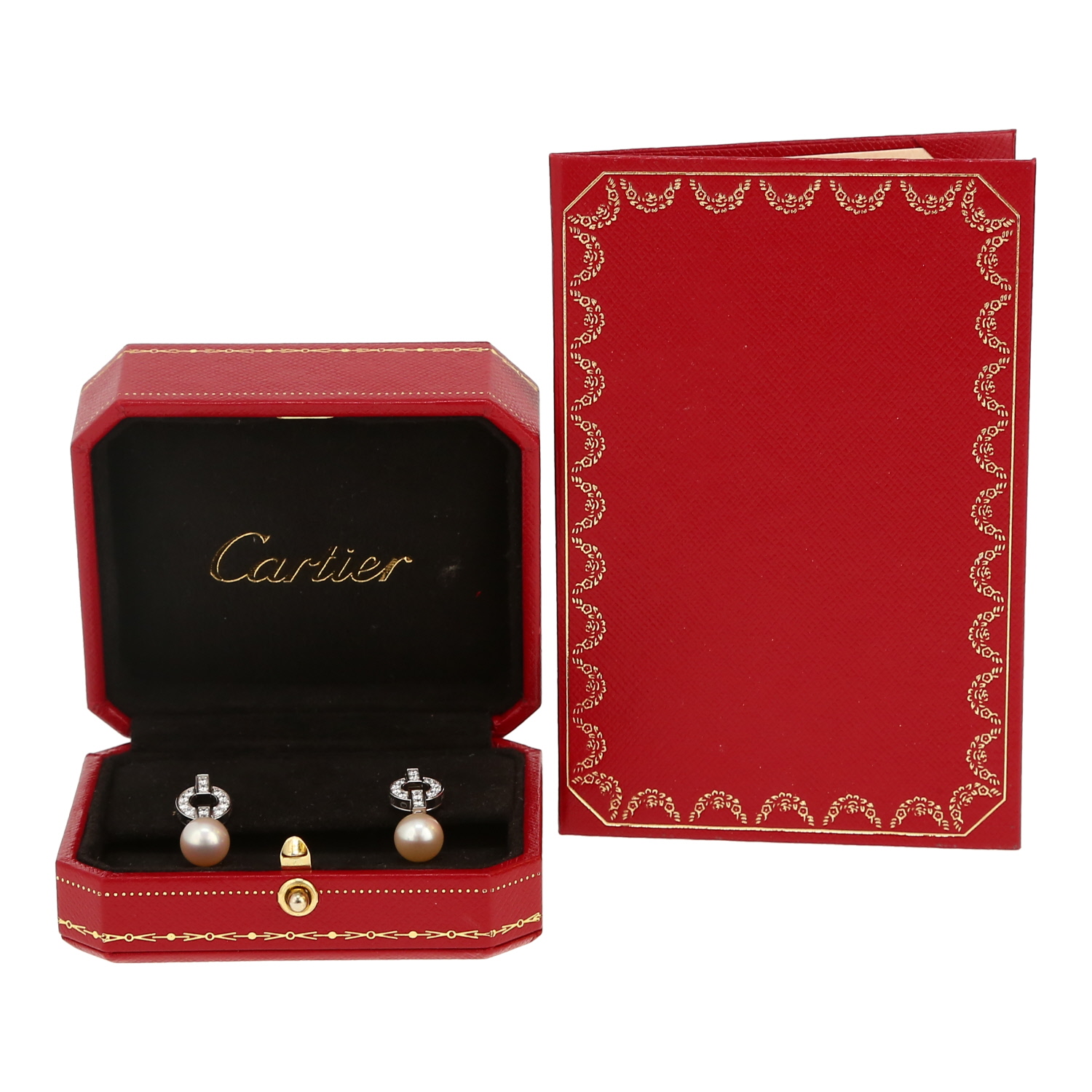 Paire de boucles d'oreilles Cartier Himalia en or blanc, diamants et perles de culture - Detail D2