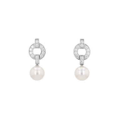 Orecchini Cartier Himalia in oro bianco, diamanti e perle coltivate