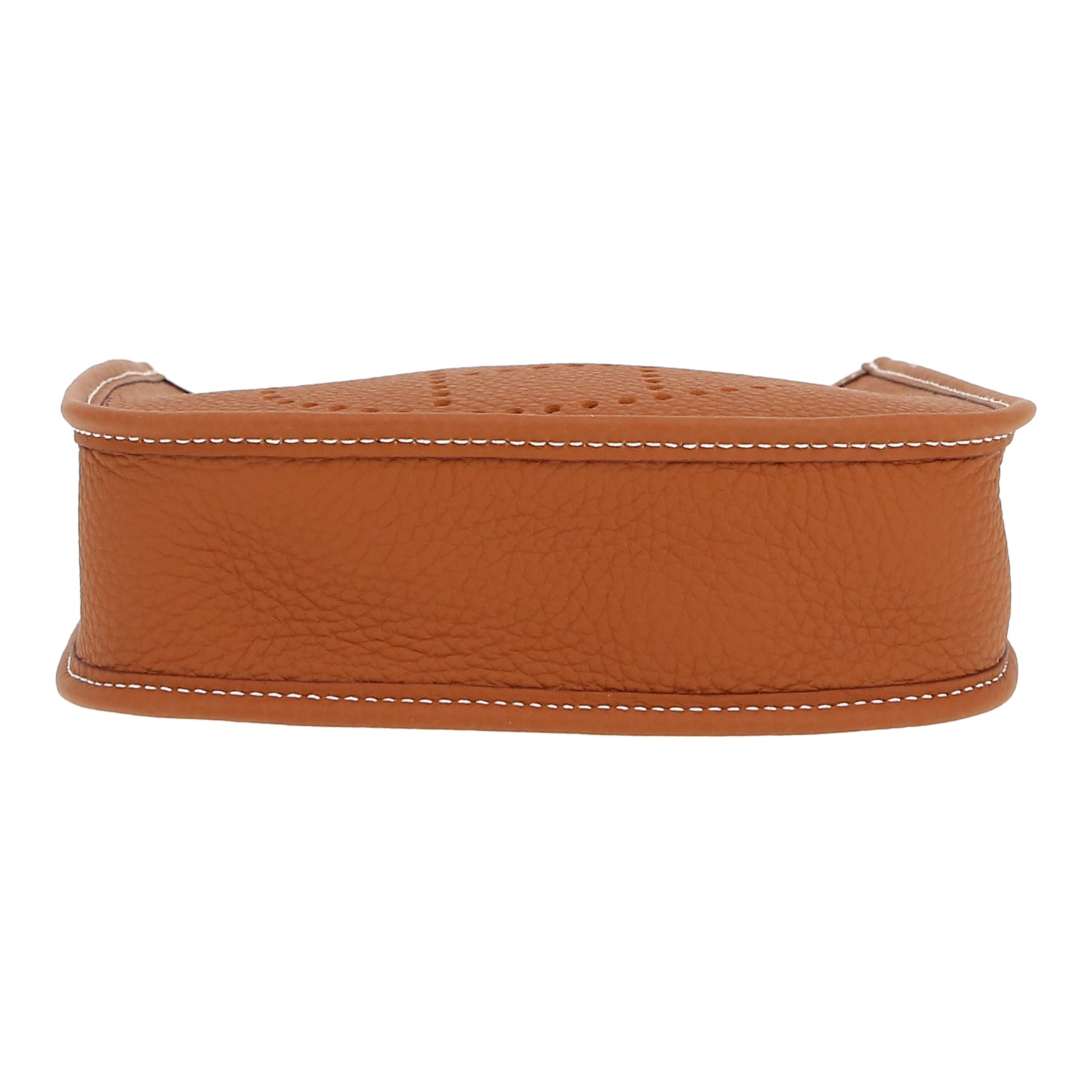 Bolso bandolera Hermès  Mini Evelyne en cuero taurillon clémence color oro - Detail D1