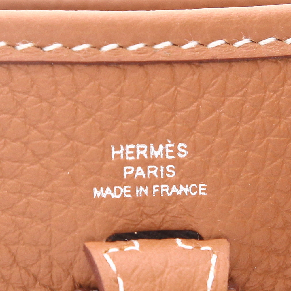 Borsa a tracolla Hermès  Mini Evelyne in pelle taurillon clemence gold - Detail D2