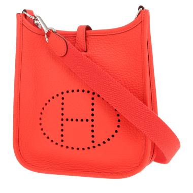 Bolso bandolera Hermès  Mini Evelyne en cuero taurillon clémence Orange Field