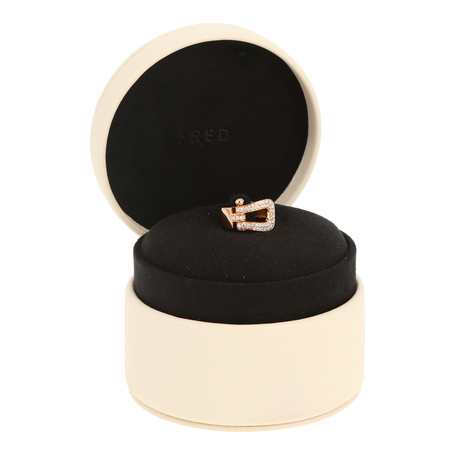 Fred Force 10 large model ring in pink gold, diamonds and stainless steel - Detail D2