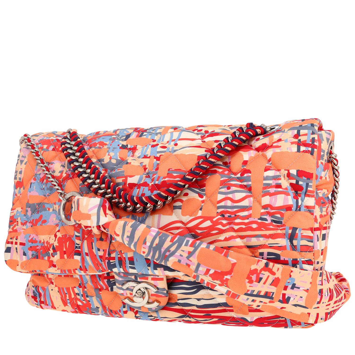 Chanel handbag in orange canvas