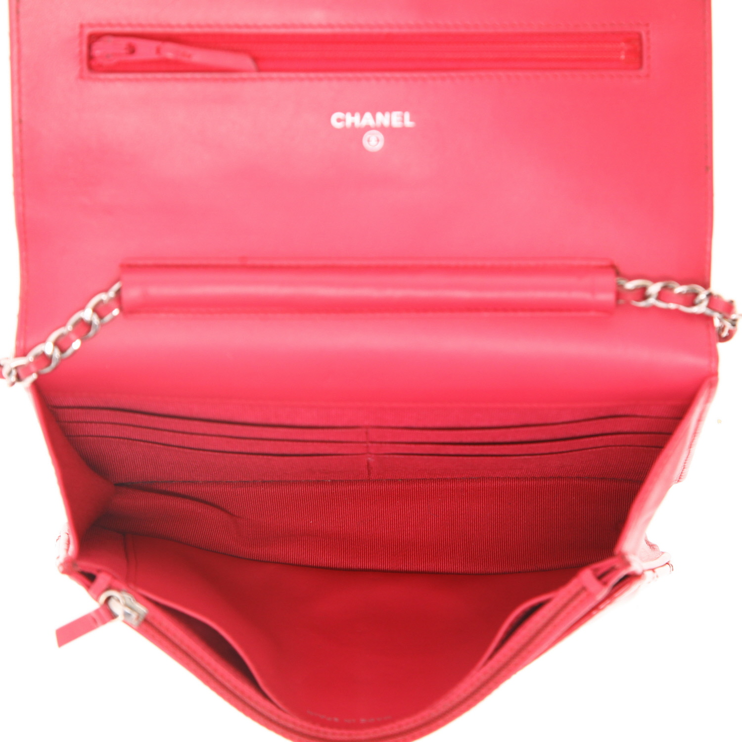 Bolso bandolera Chanel  Wallet on Chain en charol acolchado rosa - Detail D3