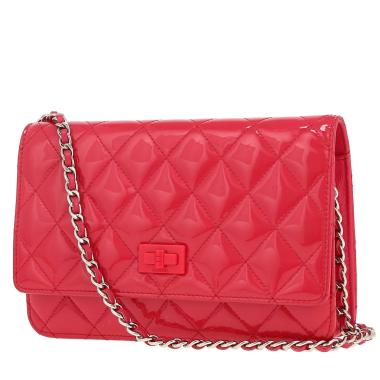 Borsa a tracolla Chanel  Wallet on Chain in pelle verniciata e foderata rosa