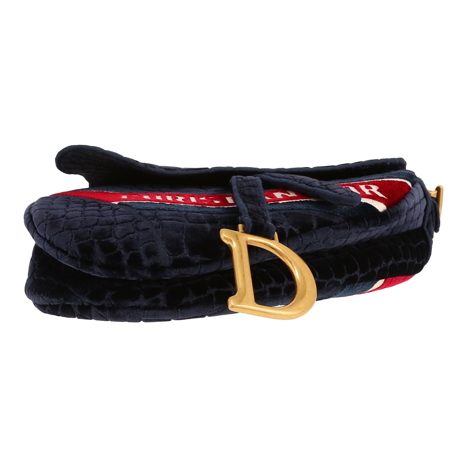 Dior  Saddle handbag  in navy blue velvet - Detail D1