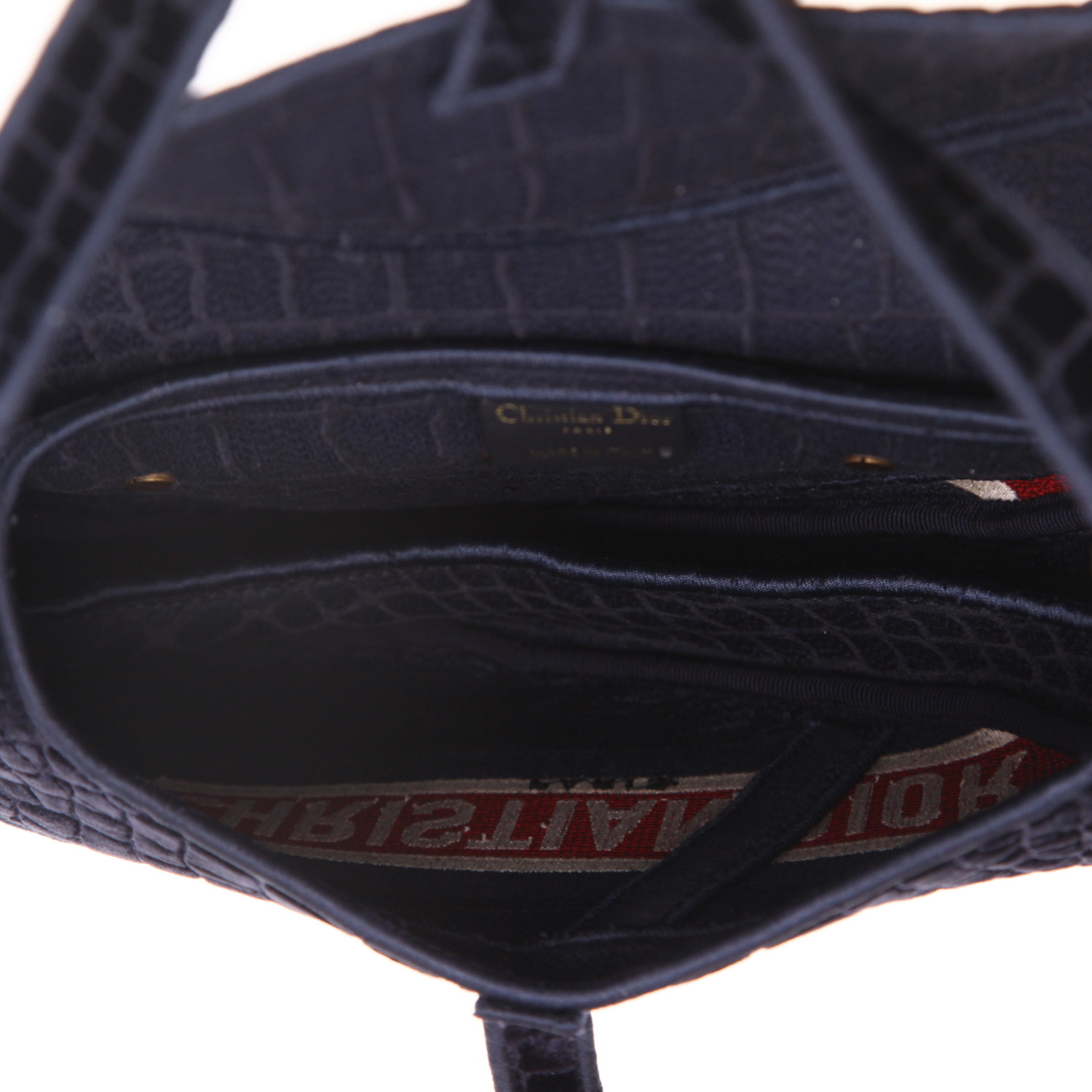 Borsa Dior  Saddle in velluto blu marino - Detail D3