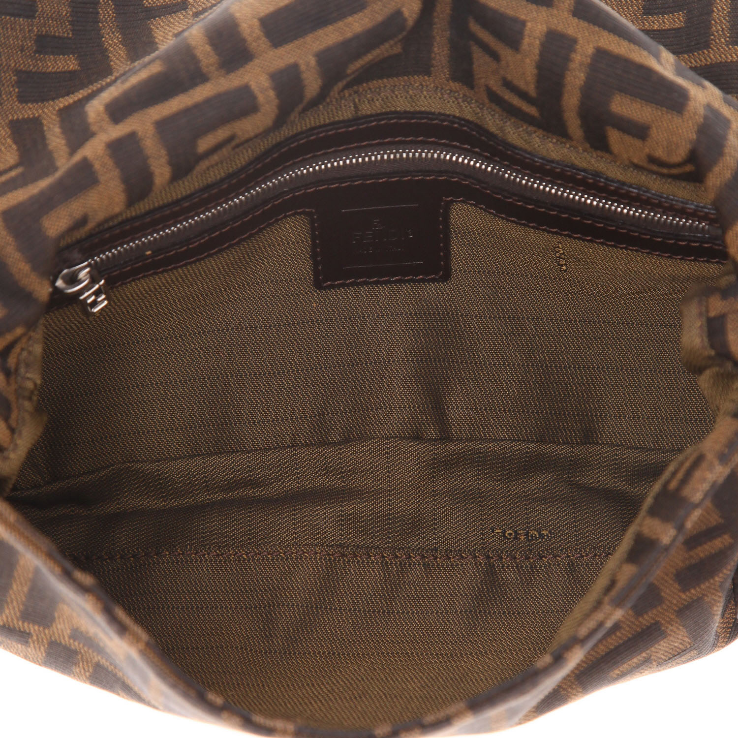 Sac à main Fendi  Baguette en toile siglée marron et cuir marron - Detail D3