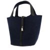 Borsa Hermès  Picotin Lock in pelle Swift nera e feltro blu indaco - 00pp thumbnail