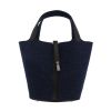 Borsa Hermès  Picotin Lock in pelle Swift nera e feltro blu indaco - 360 thumbnail