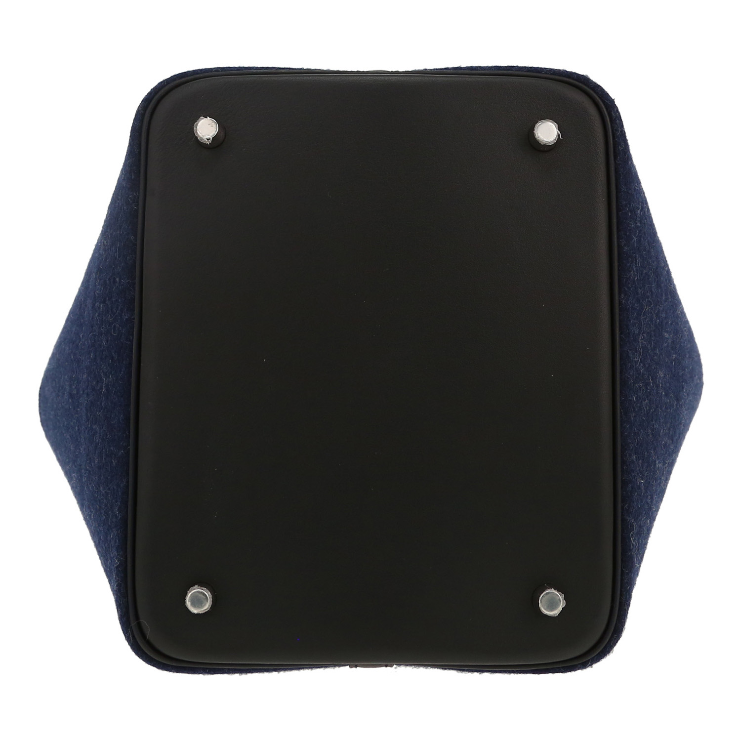 Hermès  Picotin Lock handbag  in black Swift leather  and indigo blue felt - Detail D1