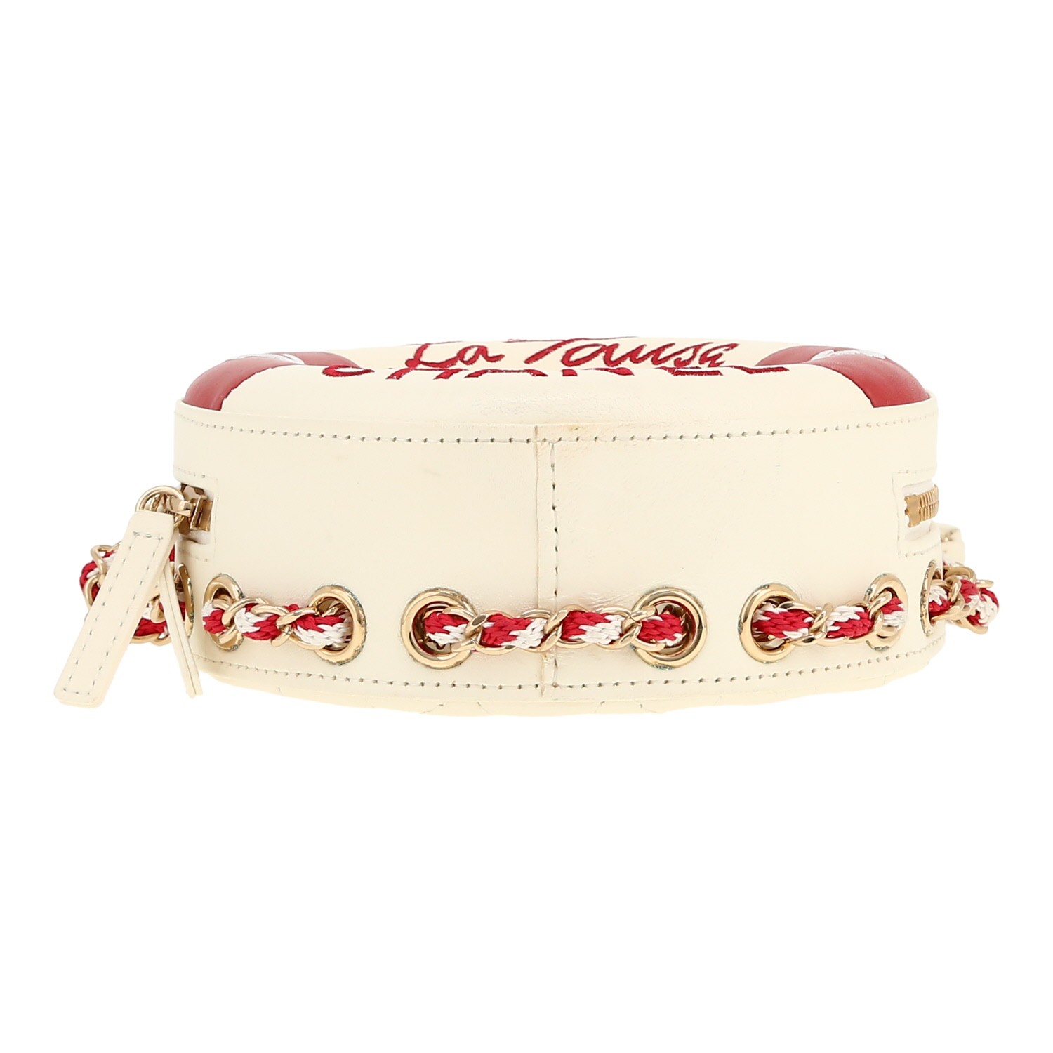 Borsa a tracolla Chanel   in pelle bianca e rossa - Detail D1