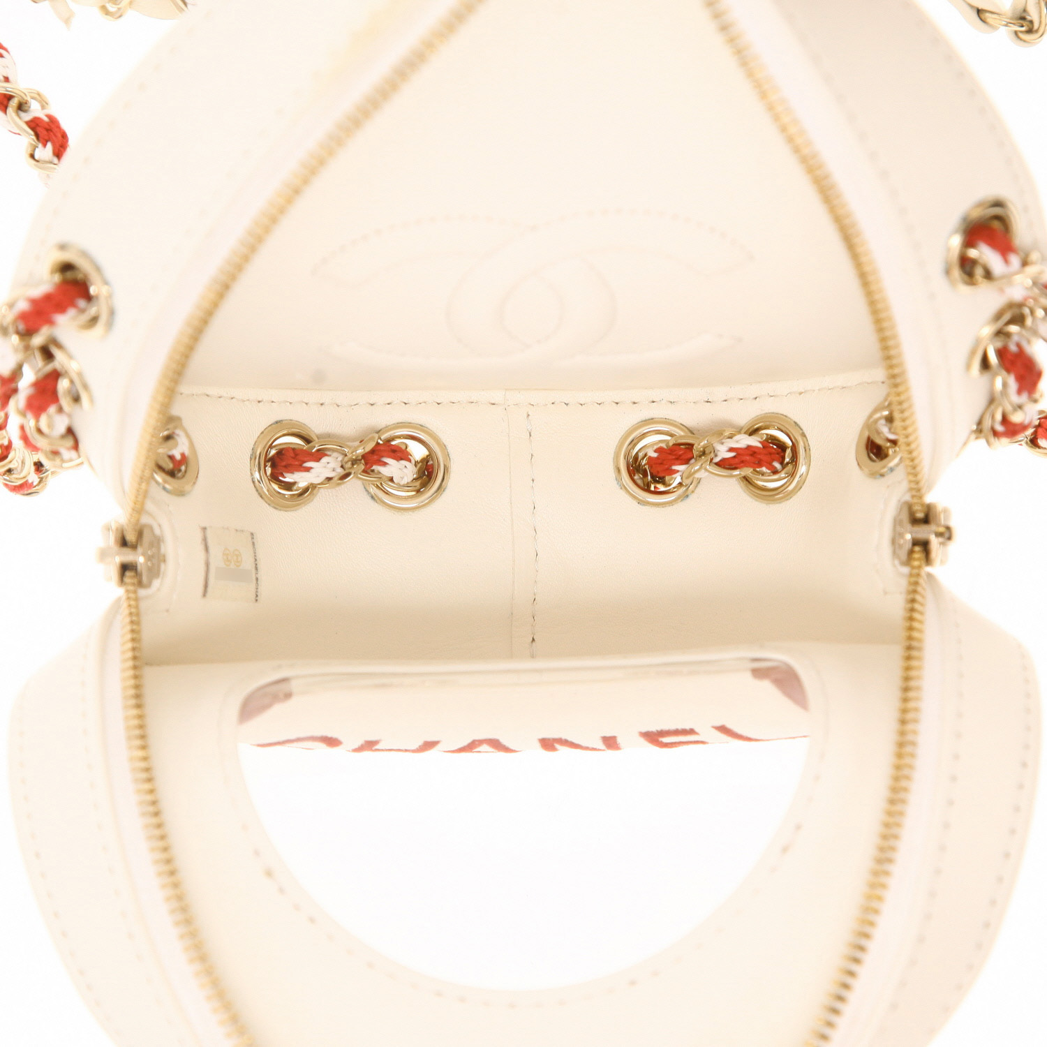Sac bandoulière Chanel   en cuir blanc et rouge - Detail D3