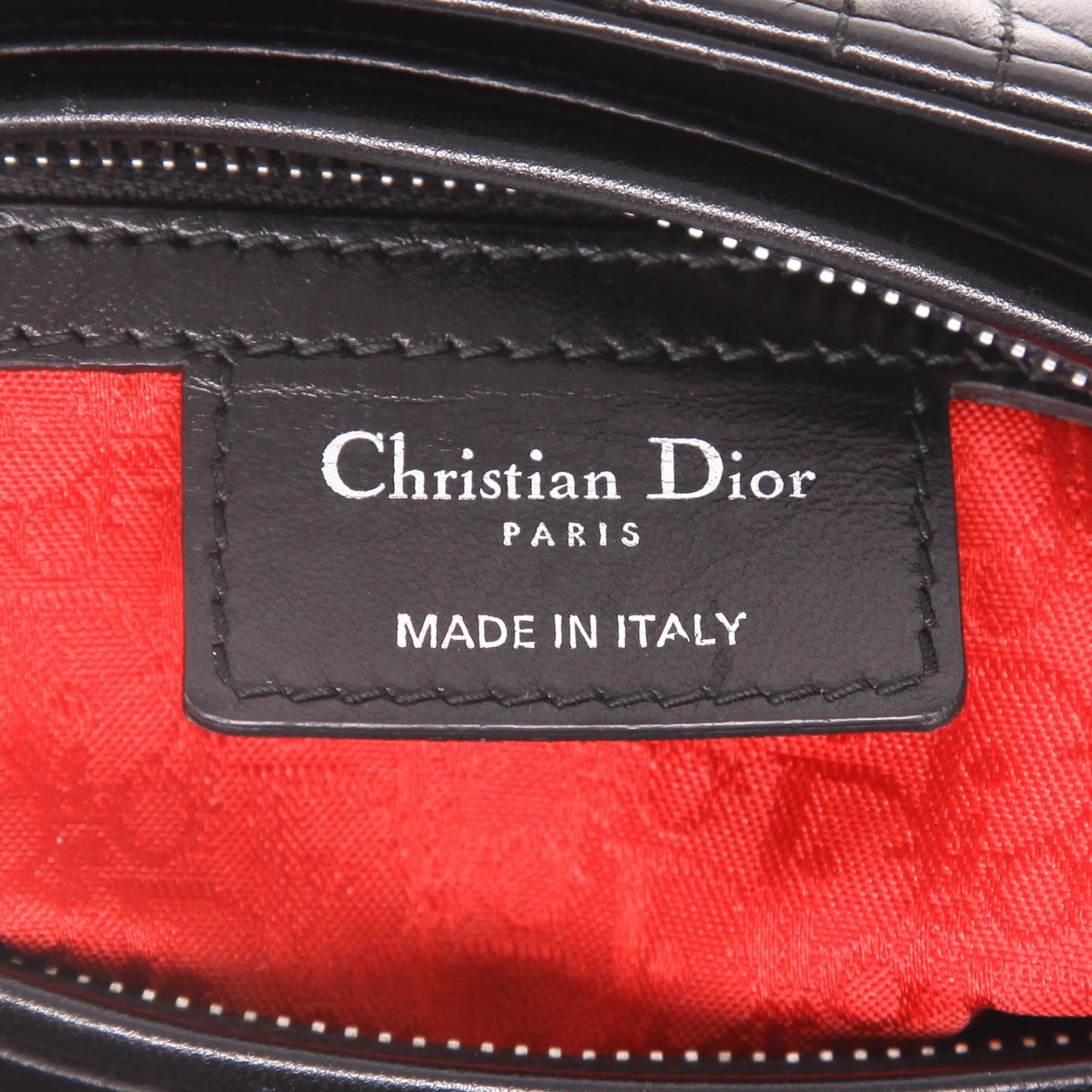 Dior  Lady Dior handbag  in black leather cannage - Detail D2