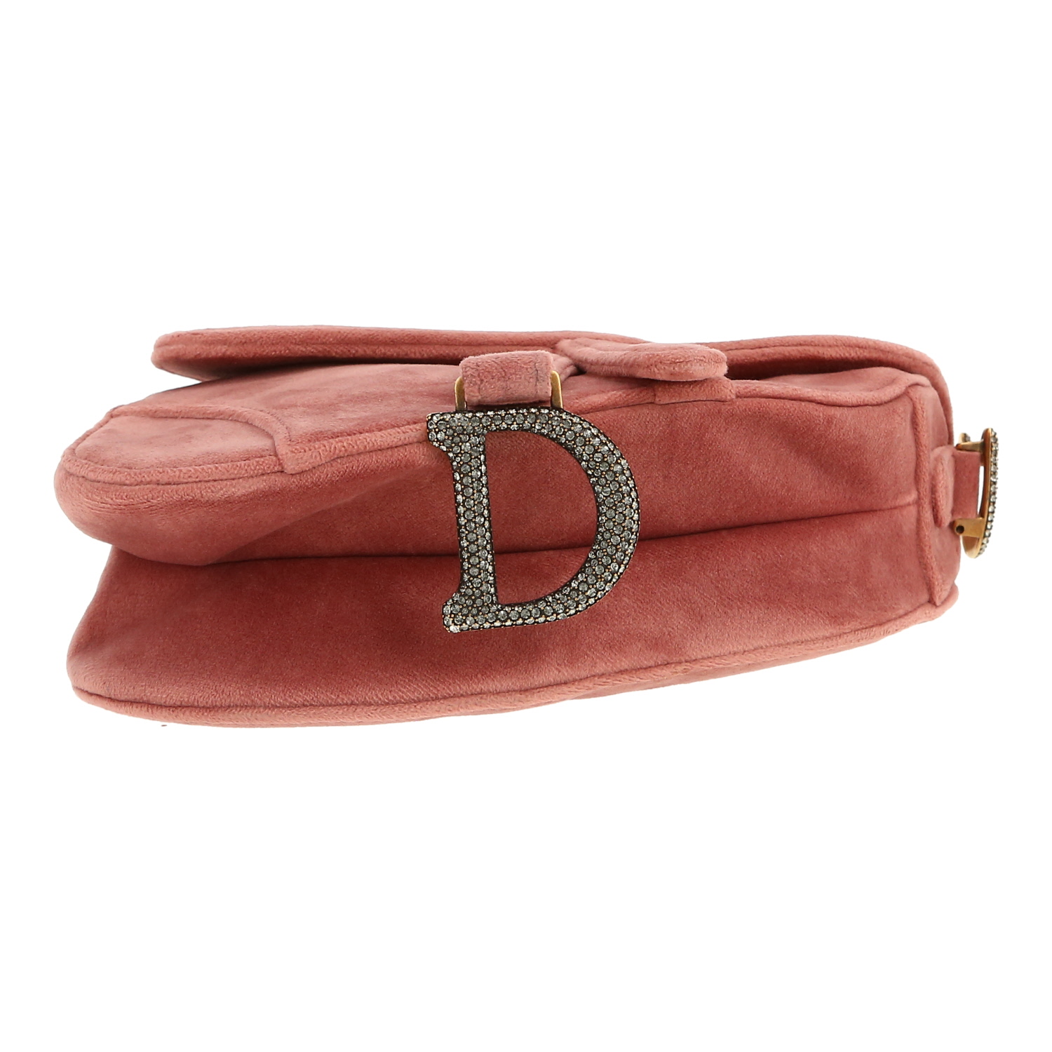 Bolso de mano Dior  Saddle mini  en terciopelo rosa - Detail D1