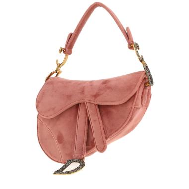 Sac à main Dior  Saddle mini  en velours rose