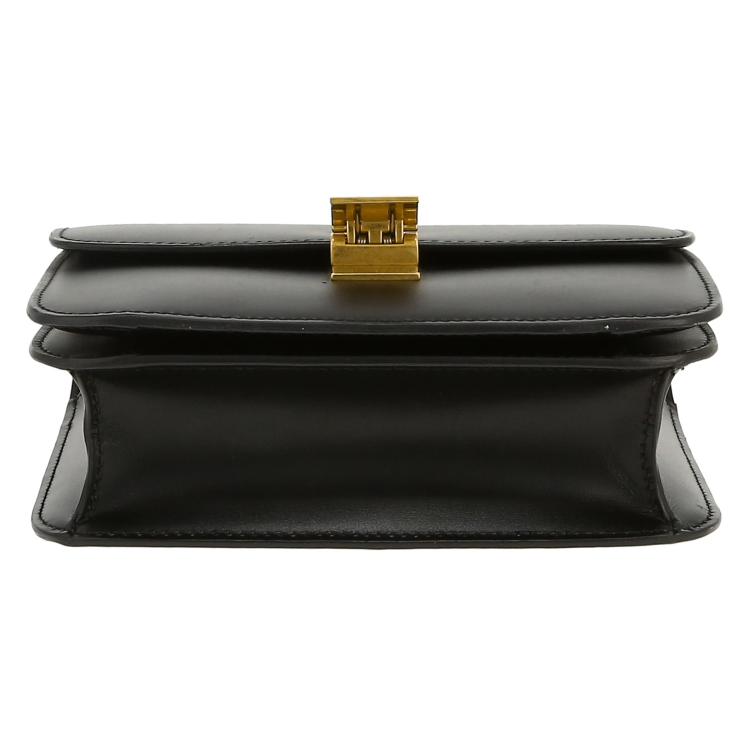 Celine  Classic Box Teen shoulder bag  in black box leather - Detail D1