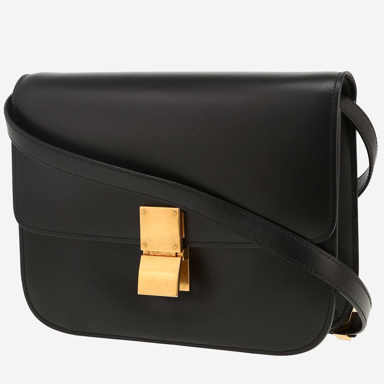 Celine  Classic Box Medium shoulder bag  in black box leather