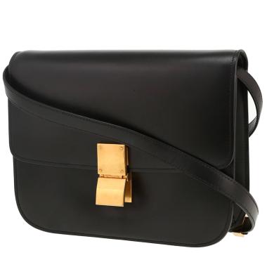 Celine  Classic Box Medium shoulder bag  in black box leather