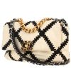 Chanel  19 shoulder bag  in white leather  and black woollen fabric - 00pp thumbnail