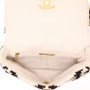 Chanel  19 shoulder bag  in white leather  and black woollen fabric - Detail D3 thumbnail