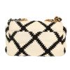 Chanel  19 shoulder bag  in white leather  and black woollen fabric - Detail D4 thumbnail