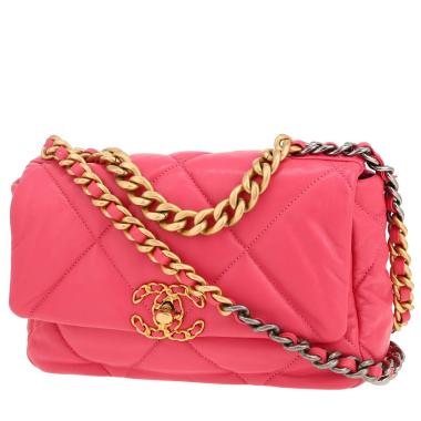 Borsa a tracolla Chanel  19 in pelle trapuntata rosa