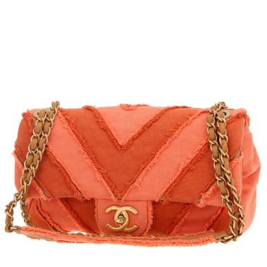 Chanel  Timeless handbag  in orange chevrons canvas