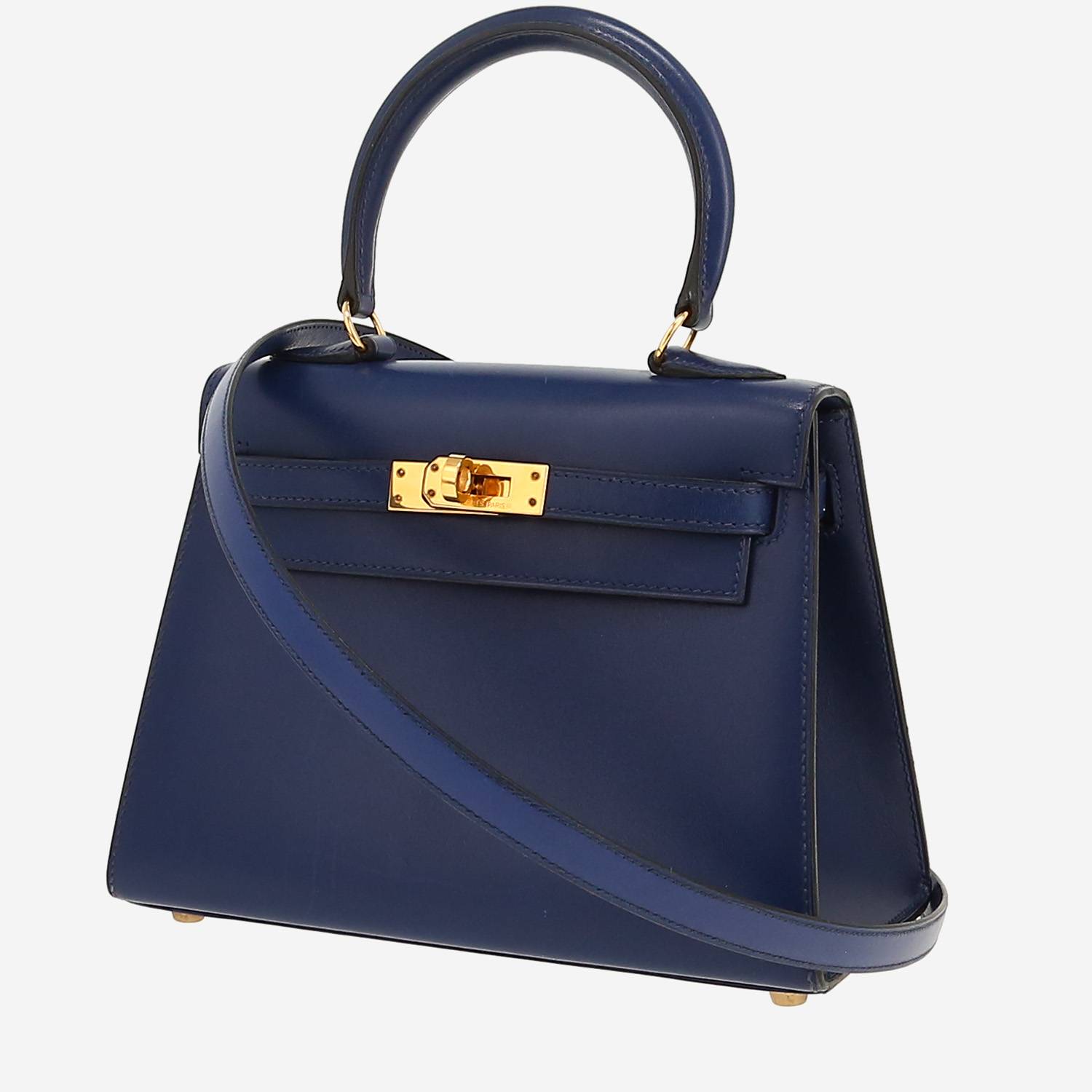 Borsa a tracolla Hermès  Kelly 20 cm in pelle box blu Zaffiro