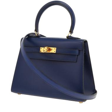 Borsa a tracolla Hermès  Kelly 20 cm in pelle box blu Zaffiro