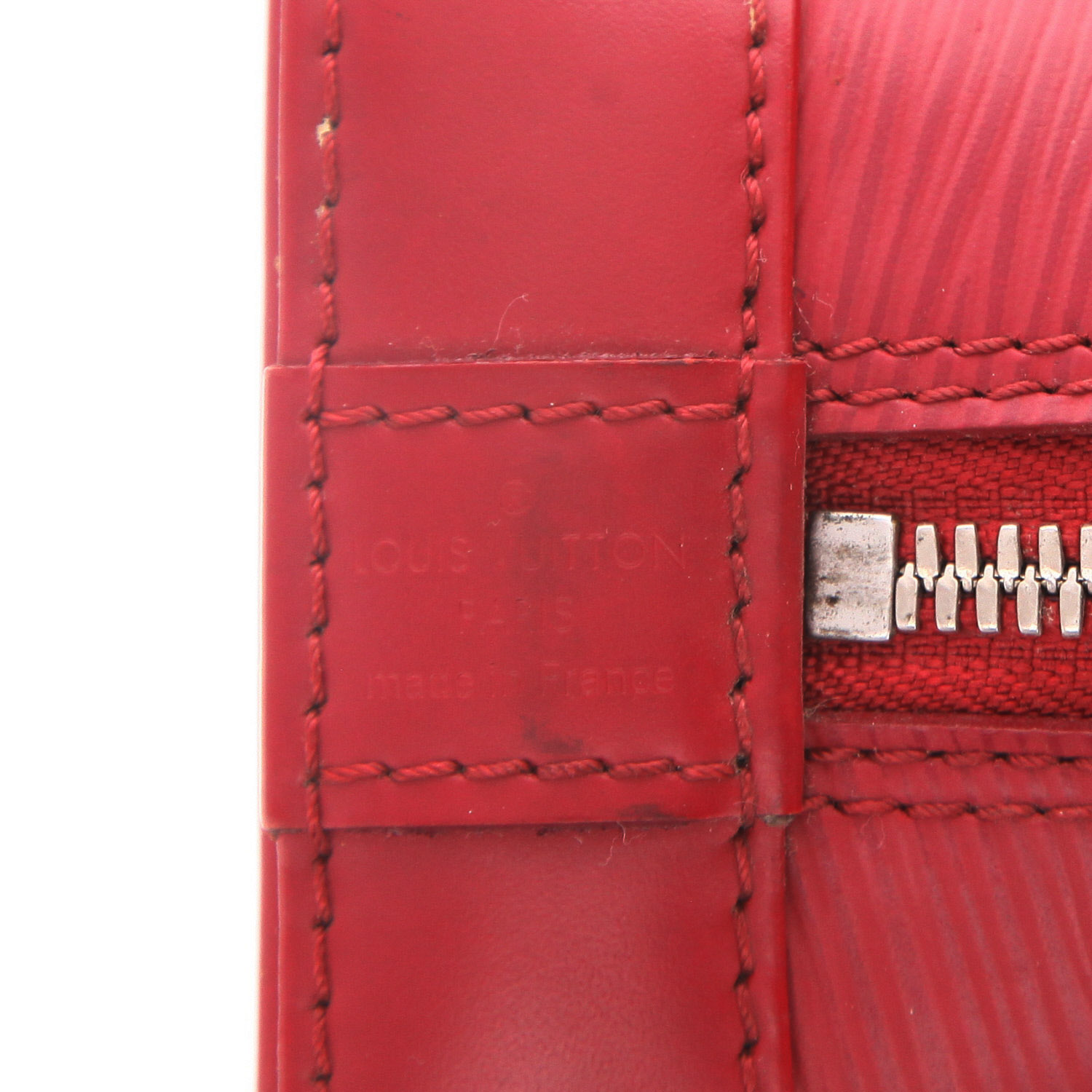 Borsa Louis Vuitton  Alma BB in pelle Epi rossa e pelle rossa - Detail D2