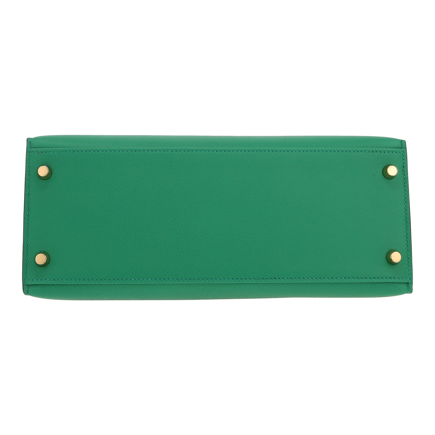 Bolso de mano Hermès  Kelly 28 cm en cuero epsom verde Vertigo - Detail D1