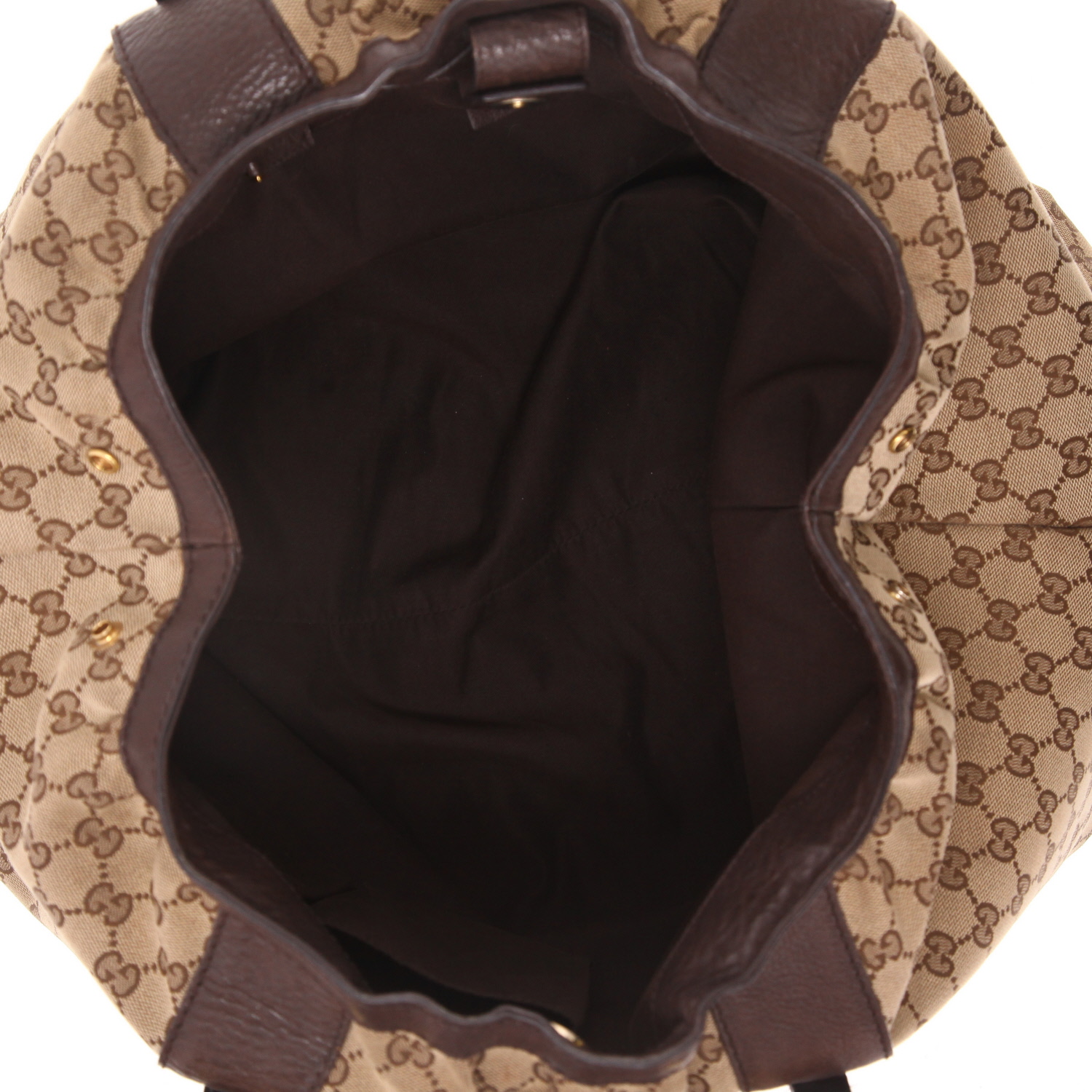 Sac à main Gucci   en toile sûpreme GG beige et cuir marron - Detail D3