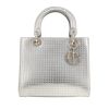 Dior  Lady Dior medium model  handbag  in silver leather - 360 thumbnail