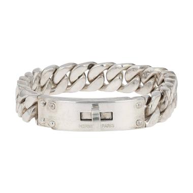 Brazalete Hermès Kelly modelo grande de plata