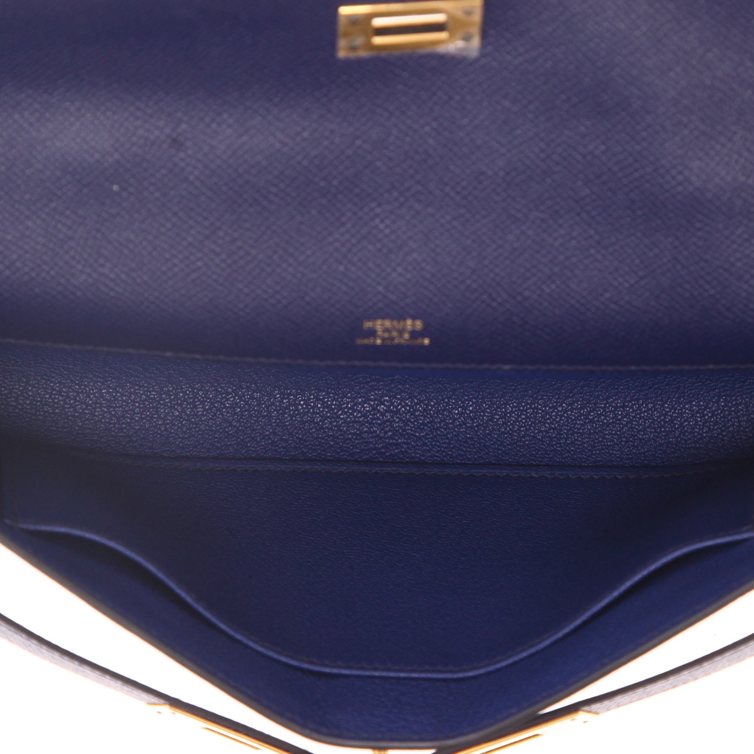 Bolsito de mano Hermès  Kelly Cut en cuero epsom azul - Detail D3