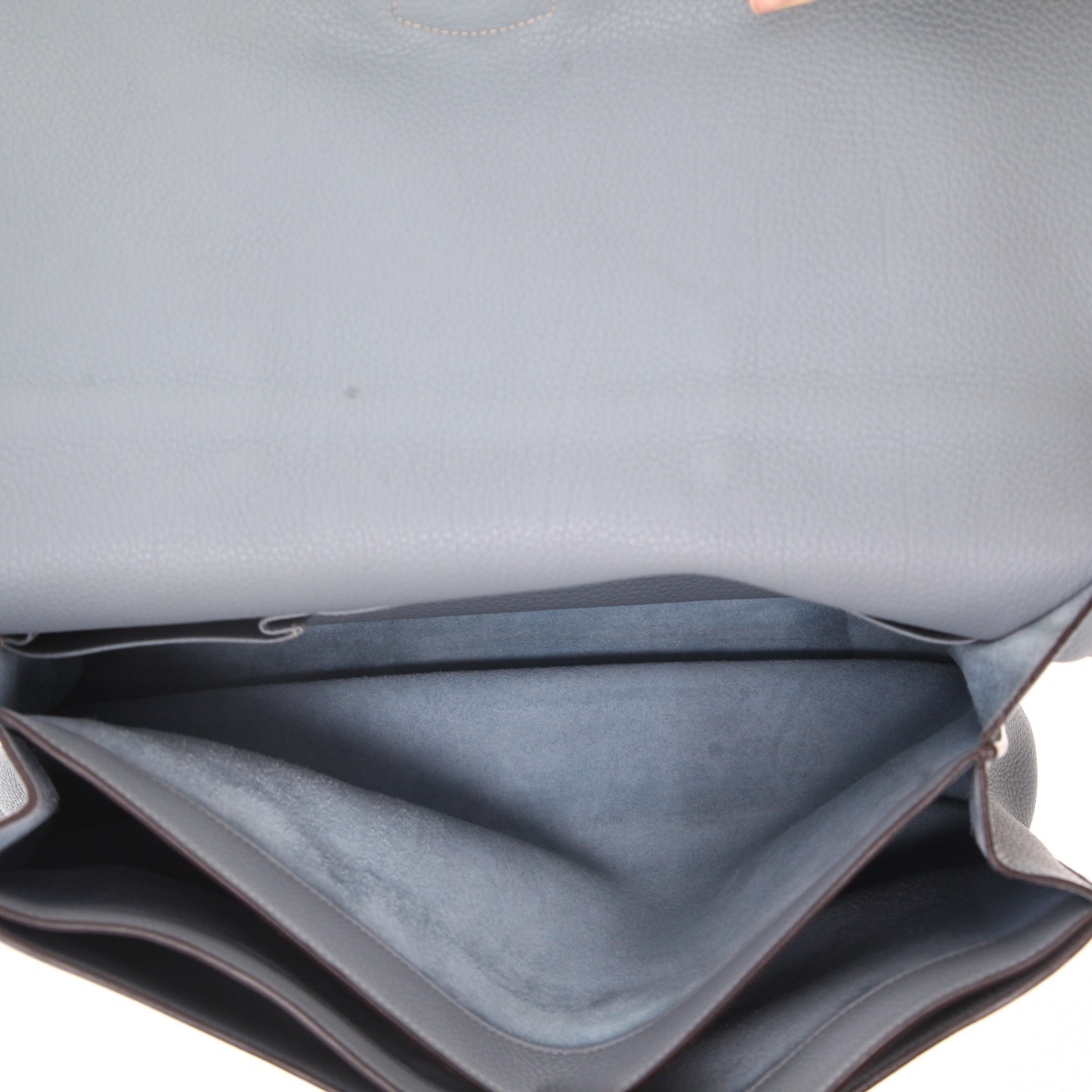 Porta-documentos Hermès  Sac à dépêches en cuero togo Bleu Lin - Detail D3