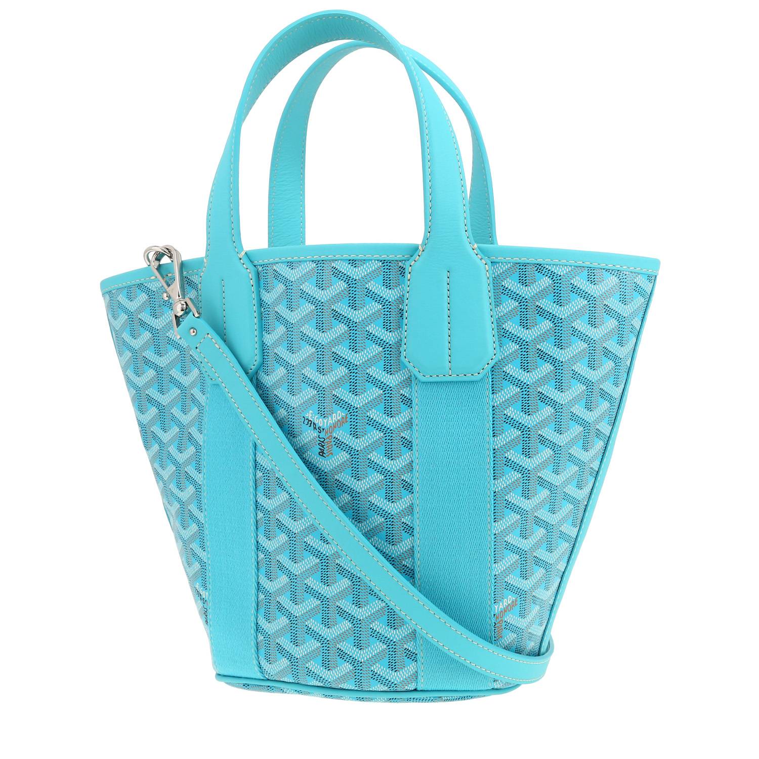 Bolso de mano Goyard  Belharra en tela Goyardine turquesa y cuero turquesa