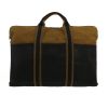 Hermès  Toto Bag - Reporter handbag  in black and khaki canvas - 360 thumbnail