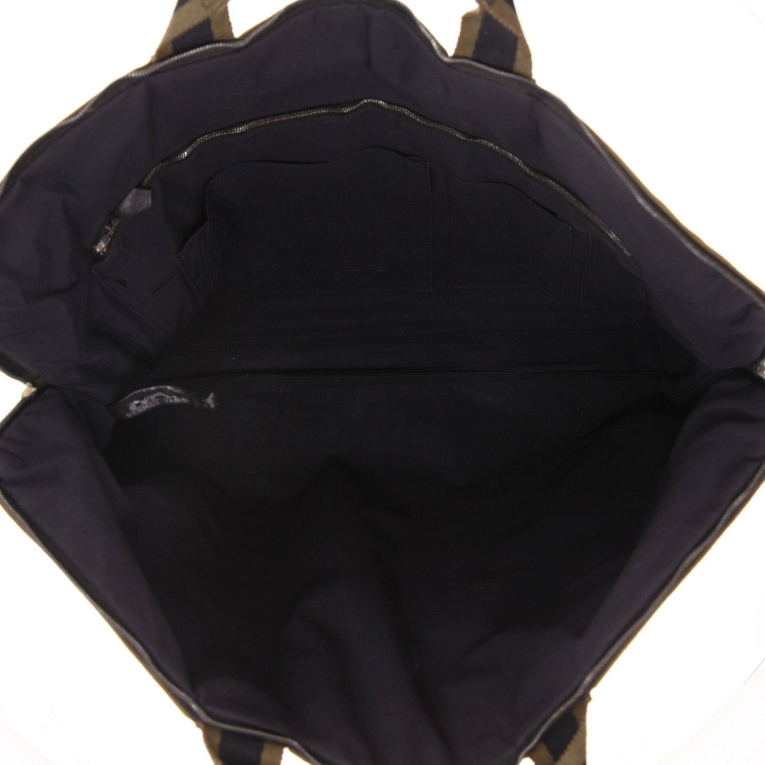 Bolso de mano Hermès  Toto Bag - Reporter en lona negra y caqui - Detail D3