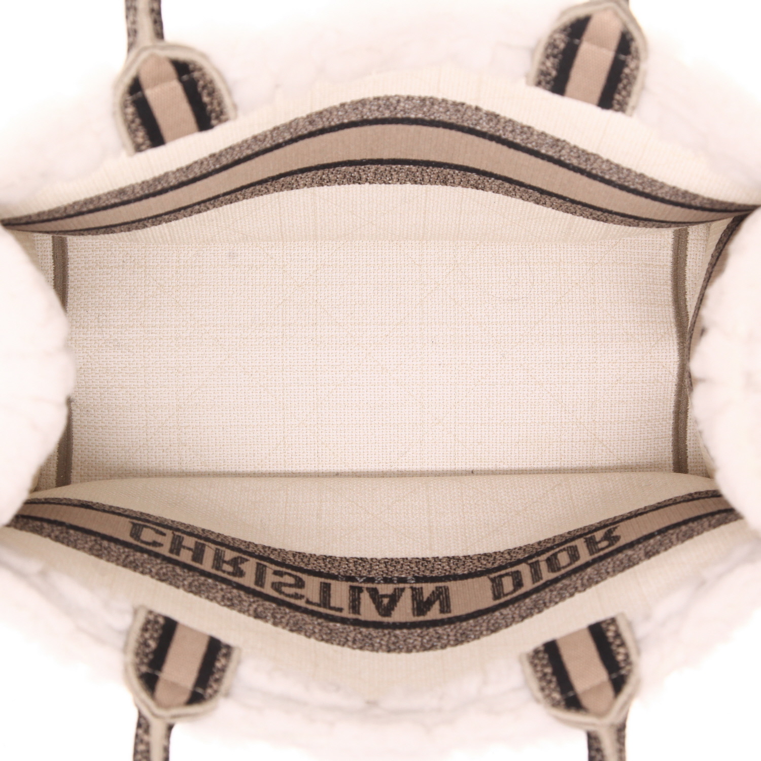 Sac cabas Dior  Book Tote moyen modèle  en peau lainée beige - Detail D3