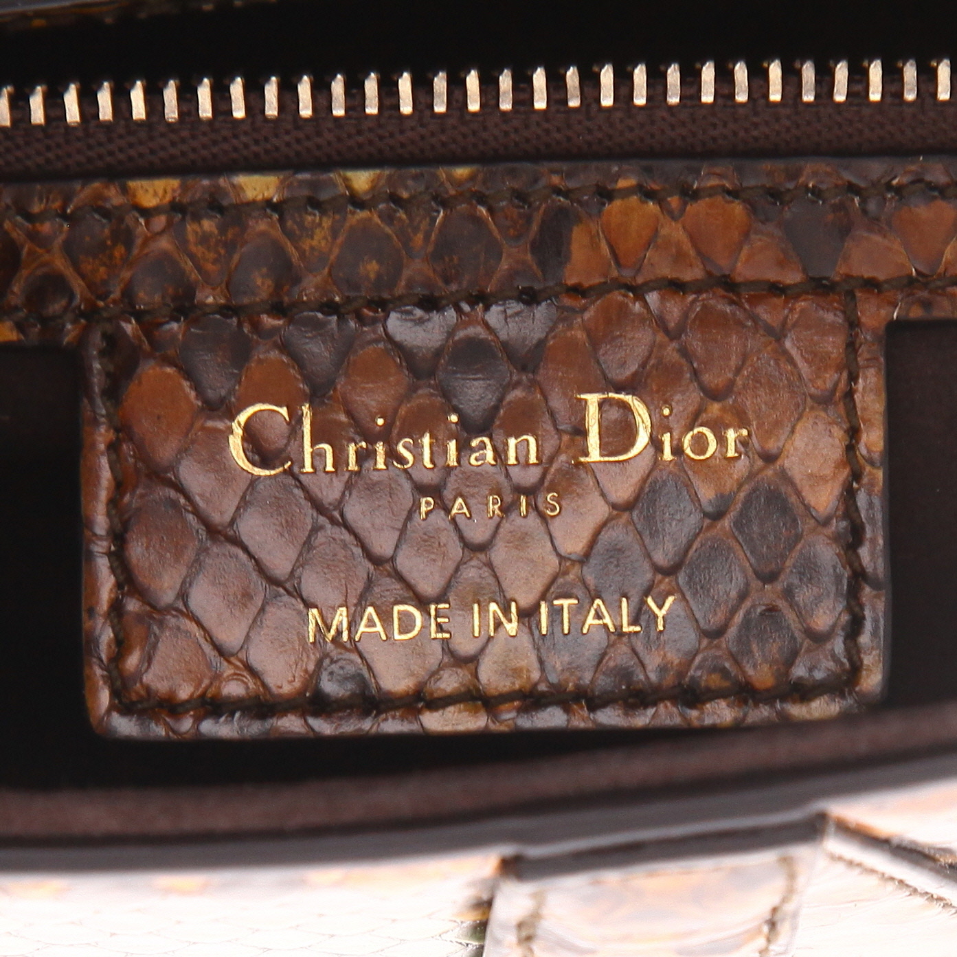 Borsa Dior  Saddle in pitone verde marrone e arancione - Detail D2